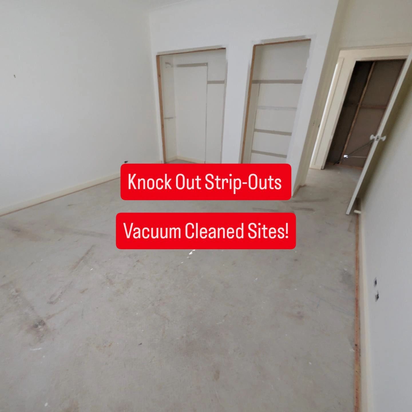 Empty room renovation with bare concrete flooring